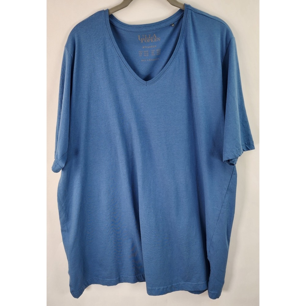Ulla Popken Basic V Neck Relaxed Fit Top Women's 12/14 Cornflower Blue